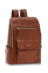 Leather backpack with front pocket and zip closure