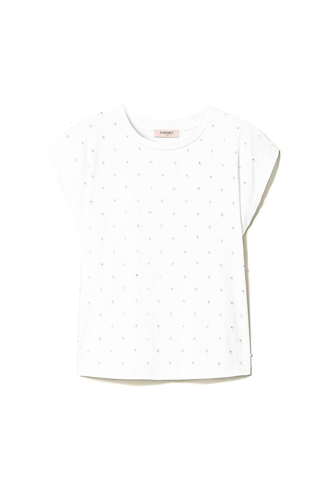 TWINSET T-shirt bianca con ricamo di perle - Mancinelli 1954