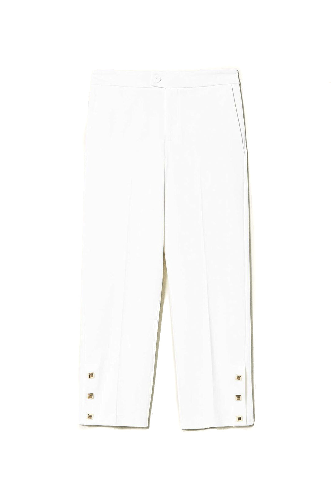 TWINSET Pantaloni cropped bianco neve con borchie - Mancinelli 1954
