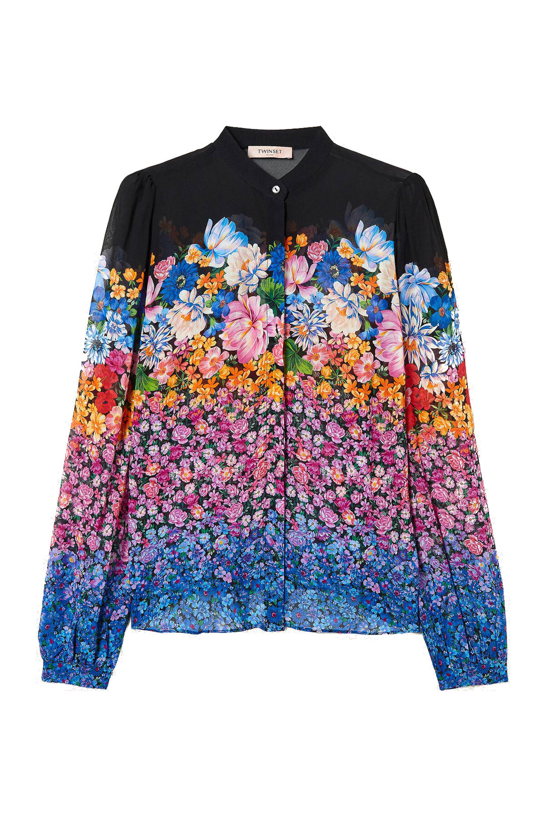 TWINSET Camicia nera in georgette a fiori - Mancinelli 1954