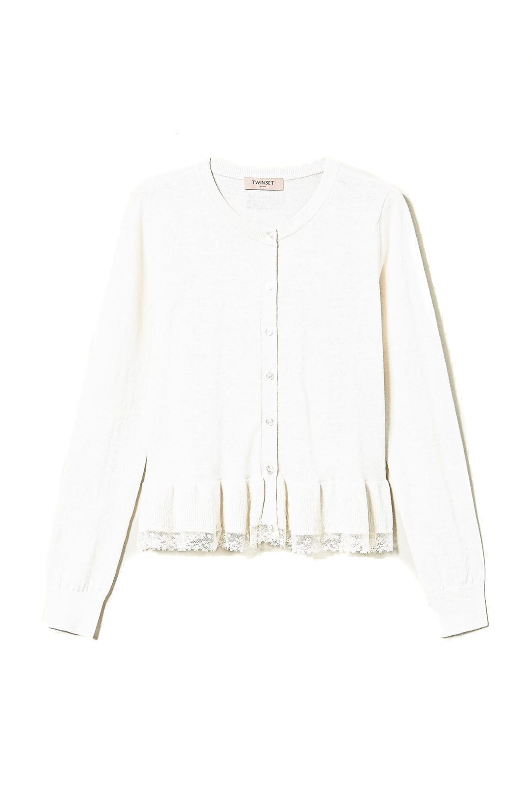TWINSET Cardigan con balza e pizzo bianco - Mancinelli 1954