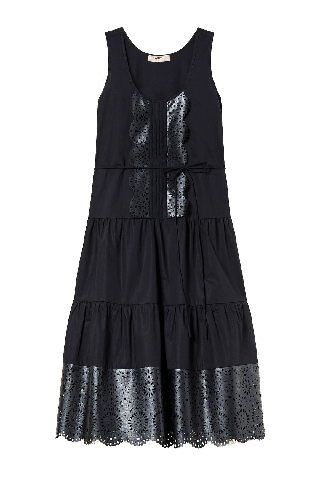 TWINSET Abito longuette con ricamo laser nero - Mancinelli 1954