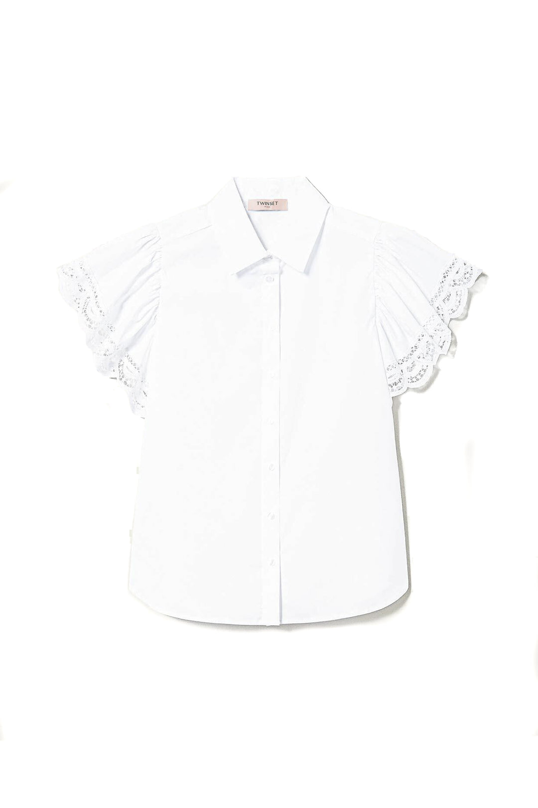 TWINSET Camicia bianca in popeline con pizzo - Mancinelli 1954