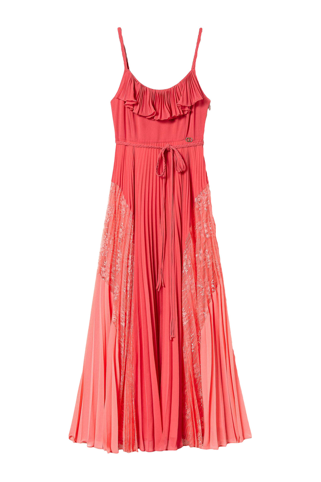 TWINSET Abito lungo in georgette con volant e pizzo - Mancinelli 1954