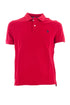 Polo in tricot di cotone con logo ricamato rossa