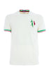 T-shirt bianca in cotone con logo tricolore italiano ricamato