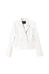 White leather effect fitted blazer jacket