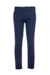 Navy blue trousers in stretch cotton and silk blend