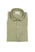 Camicia slim verde in lino con collo francese