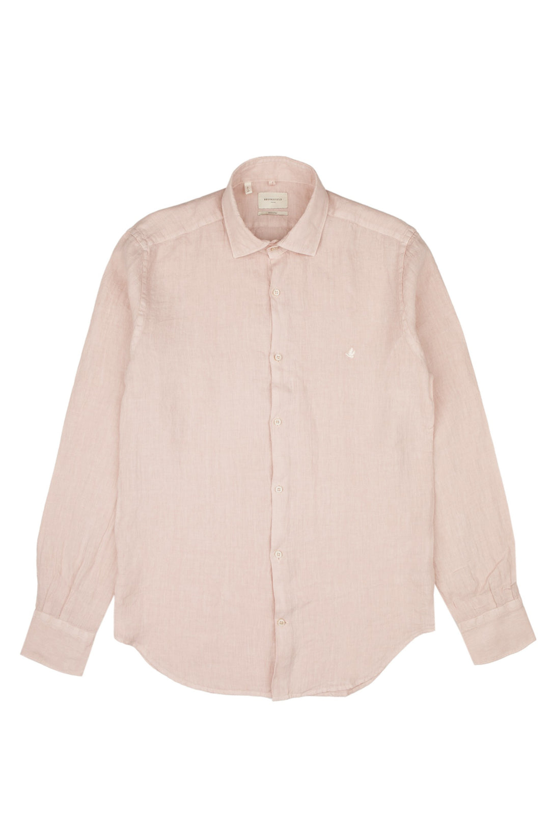 Brooksfield Camicia slim rosa in lino con collo francese - Mancinelli 1954
