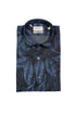 Slim night blue shirt in cotton with floral print