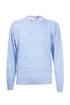 Light blue crewneck sweater in linen and cotton blend