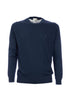 Navy blue crewneck sweater in cotton