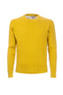Yellow crewneck sweater in cotton with cable motif