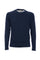 Navy blue crewneck sweater in cotton with cable motif
