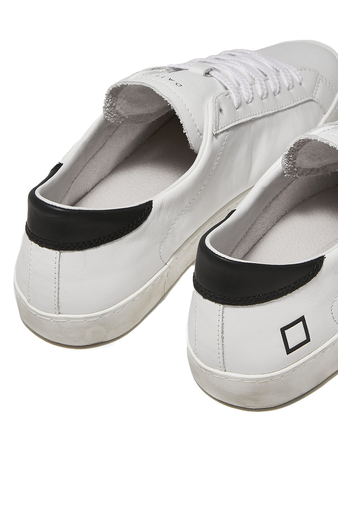 DATE Sneaker bassa in pelle HILL LOW CALF WHITE-BLACK - Mancinelli 1954