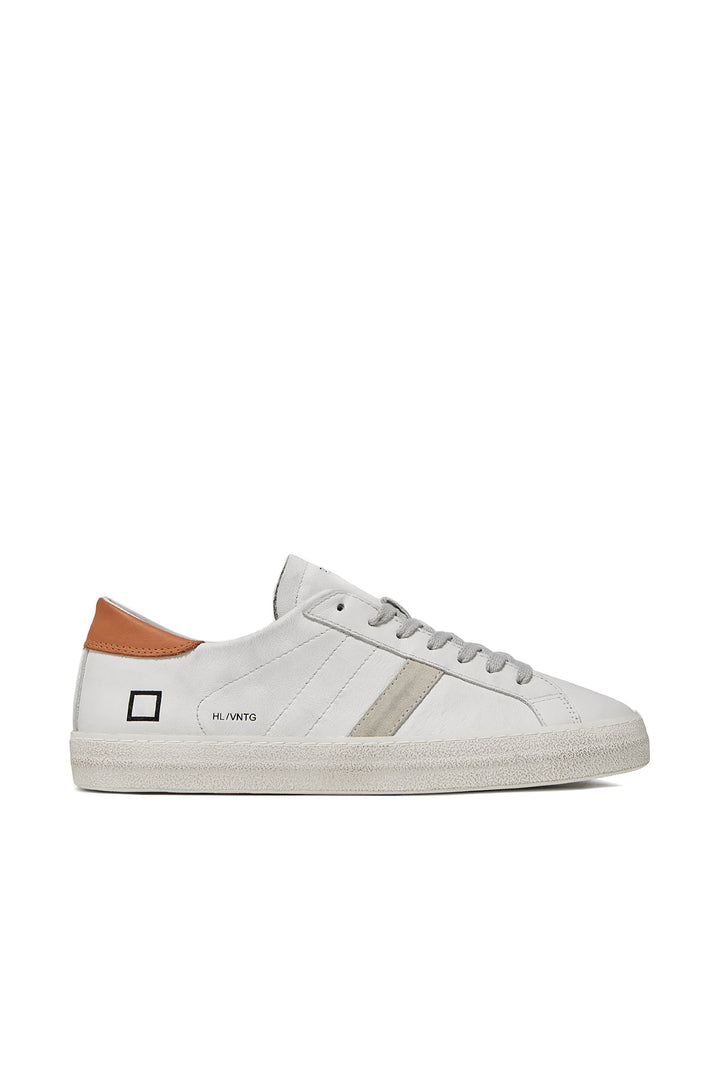 DATE Sneaker bassa in pelle HILL LOW VINTAGE CALF WHITE-ORANGE - Mancinelli 1954