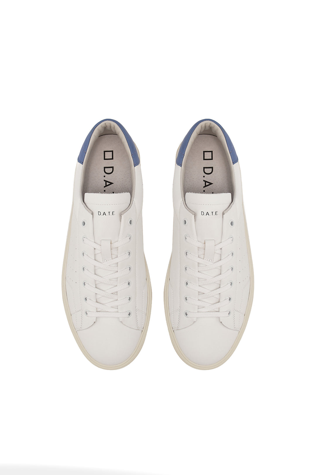 DATE Sneaker bassa in pelle LEVANTE CALF WHITE-BLUE - Mancinelli 1954