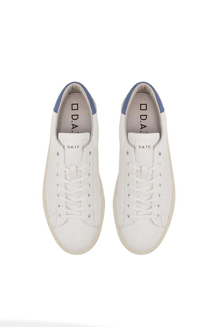 DATE Sneaker bassa in pelle LEVANTE CALF WHITE-BLUE - Mancinelli 1954