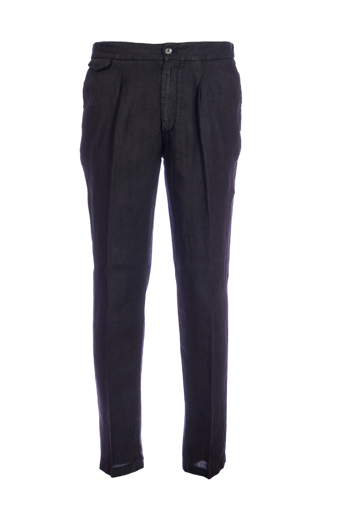 DEVORE Pantalone leggero nero in lino con una pence - Mancinelli 1954