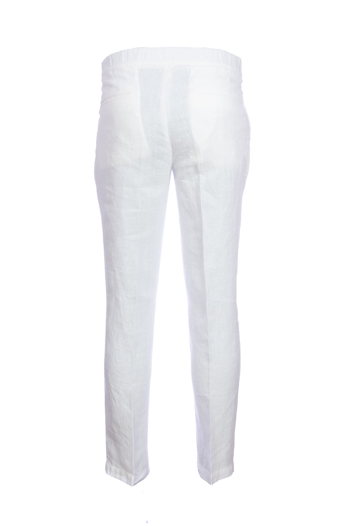 DEVORE Pantalone leggero bianco in lino con una pence - Mancinelli 1954