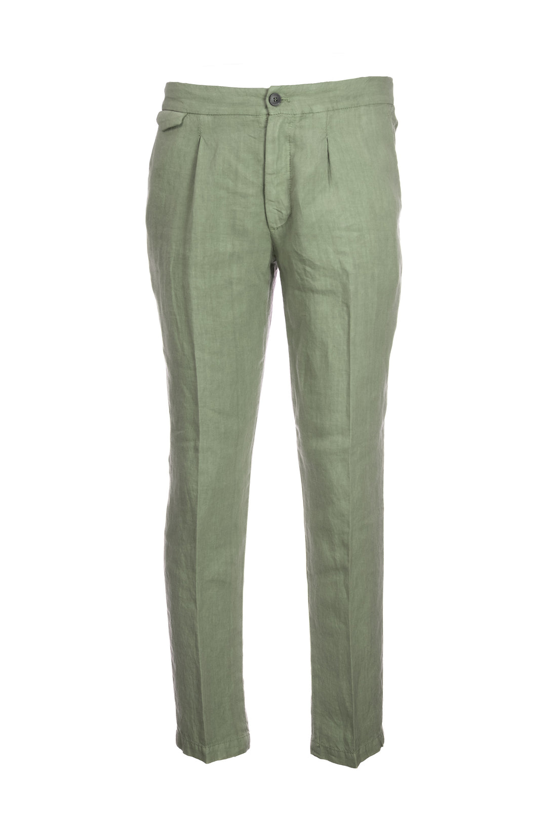 DEVORE Pantalone leggero verde militare in lino con una pence - Mancinelli 1954