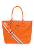 Orange eco leather tote bag with colored shoulder strap