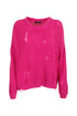 Wide pink sweater in cotton with overripe