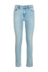 Cropped jeans in stonewash denim with applied pearls