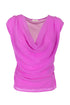 Purple sleeveless top with draped neckline