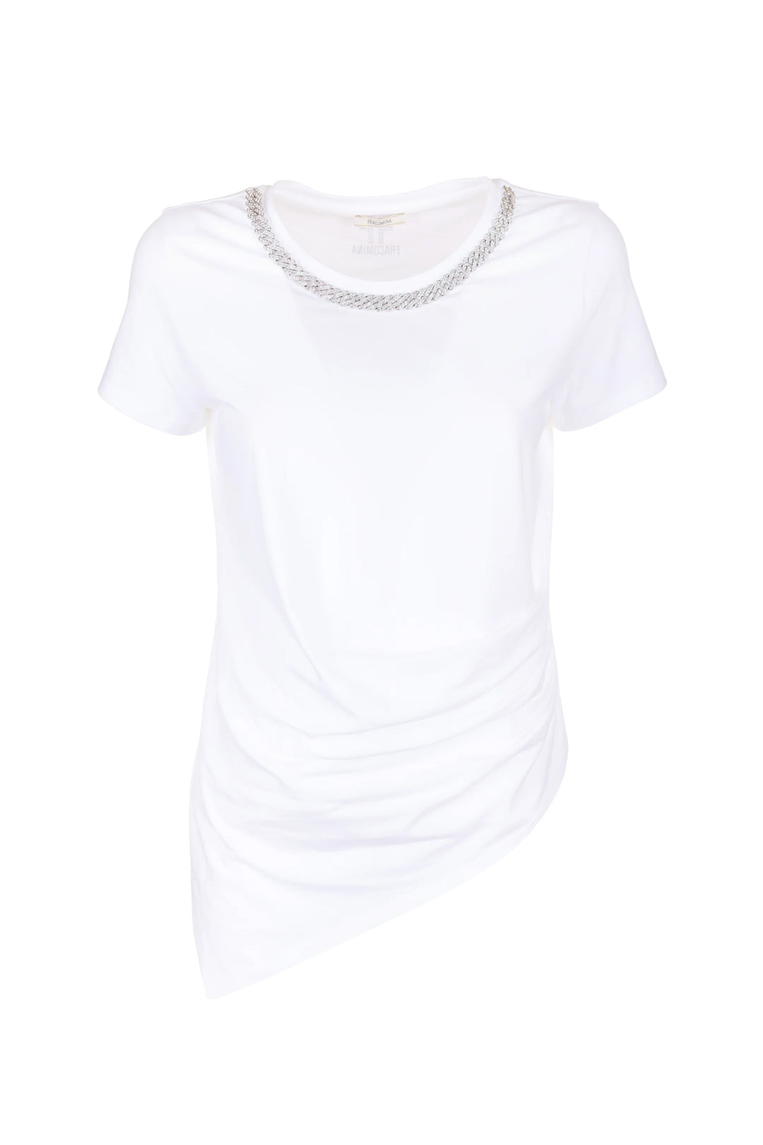 FRACOMINA T-shirt regular bianca in jersey stretch con catena applicata - Mancinelli 1954
