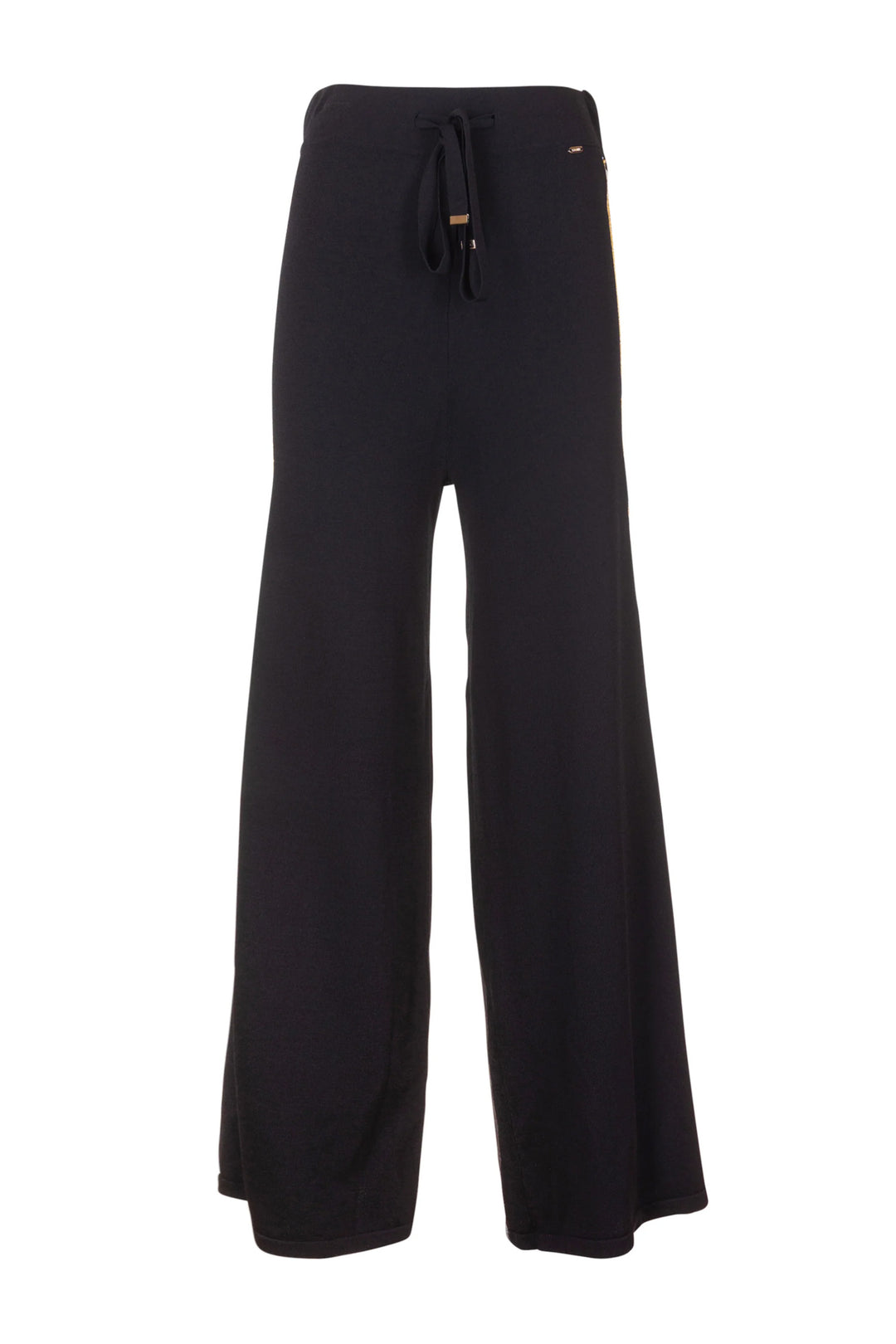 FRACOMINA Pantalone flare nero in maglia con bande laterali - Mancinelli 1954