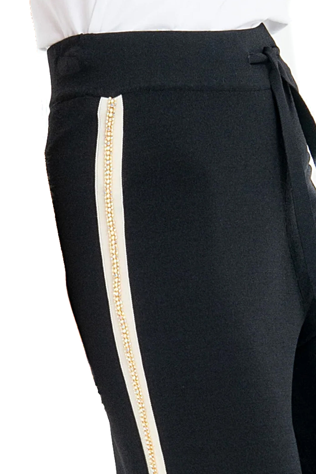 FRACOMINA Pantalone flare nero in maglia con bande laterali - Mancinelli 1954