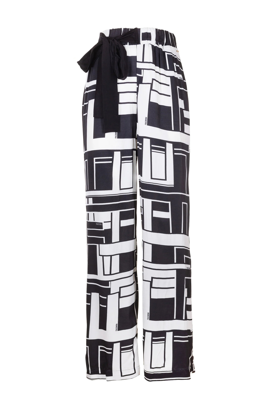 FRACOMINA Pantalone ampio a vita alta in fantasia geometrica bianca e nera - Mancinelli 1954