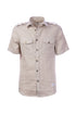 Ecru linen and cotton short-sleeved shirt