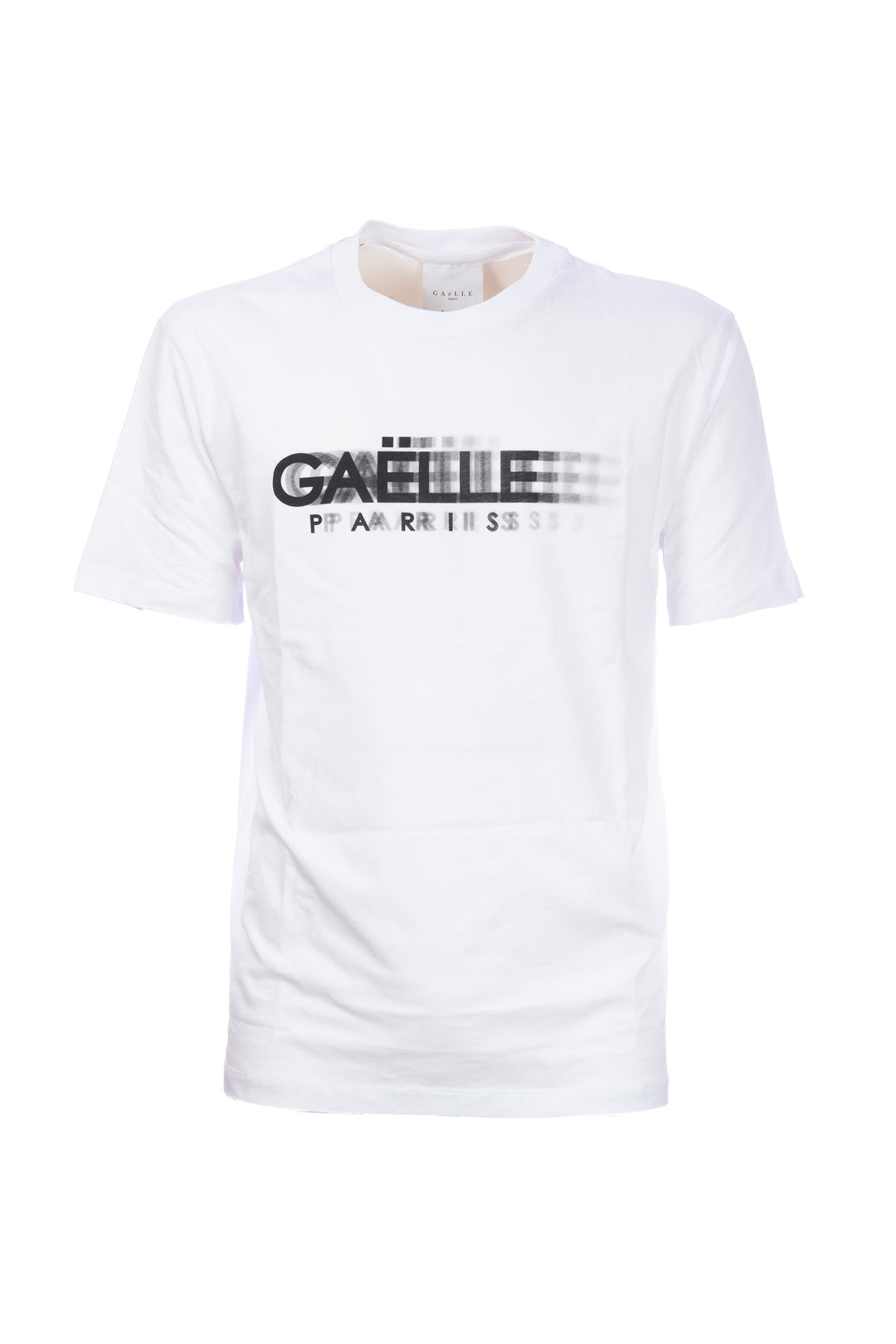 GAELLE T-shirt bianca in cotone con stampa logo sfocato - Mancinelli 1954