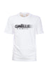 White cotton T-shirt with blurred logo print