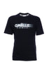 Black cotton T-shirt with blurred logo print