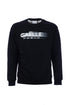 Black crewneck sweatshirt in cotton with blurred logo print
