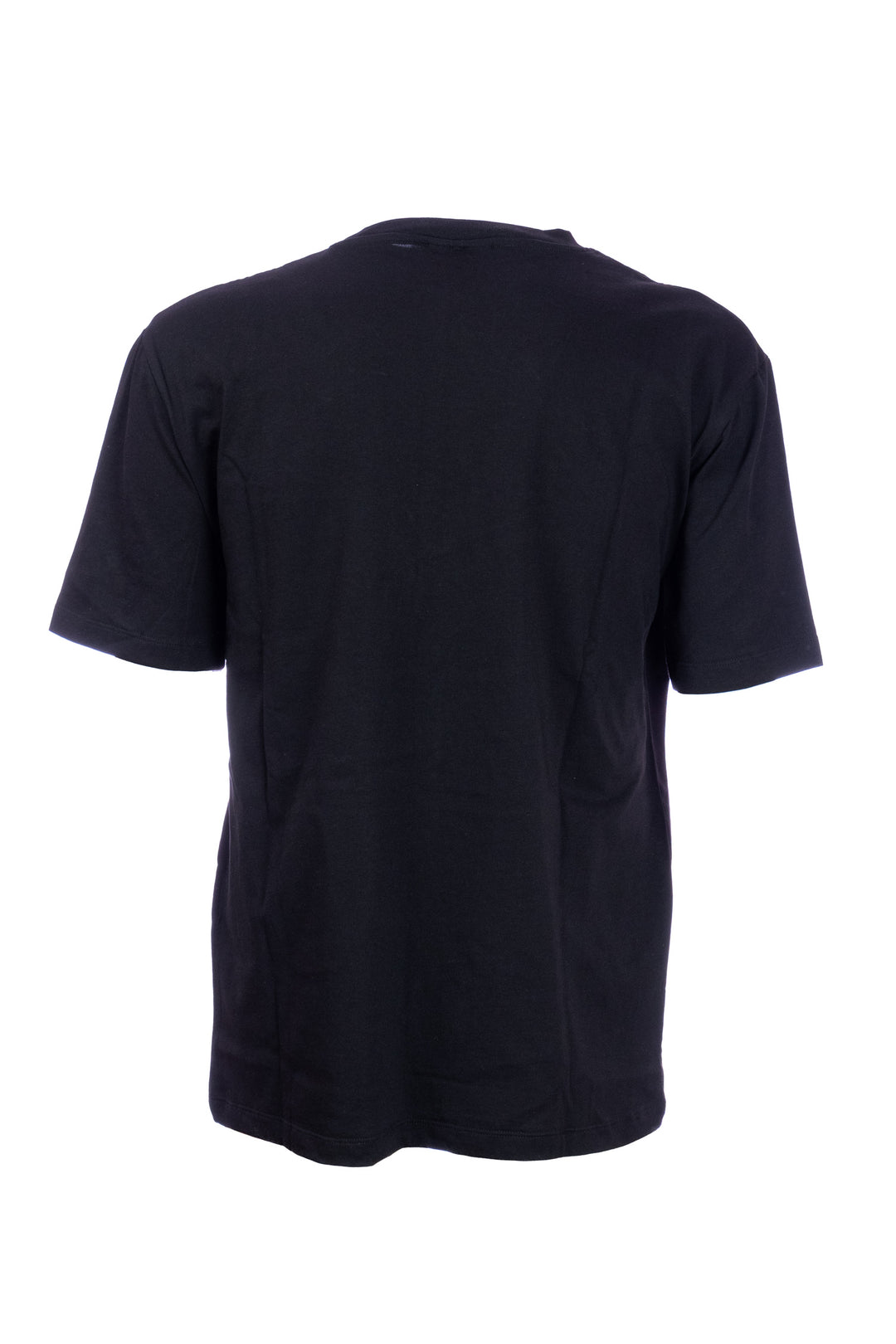 GAELLE T-shirt nera in cotone con logo grande ricamato in contrasto - Mancinelli 1954