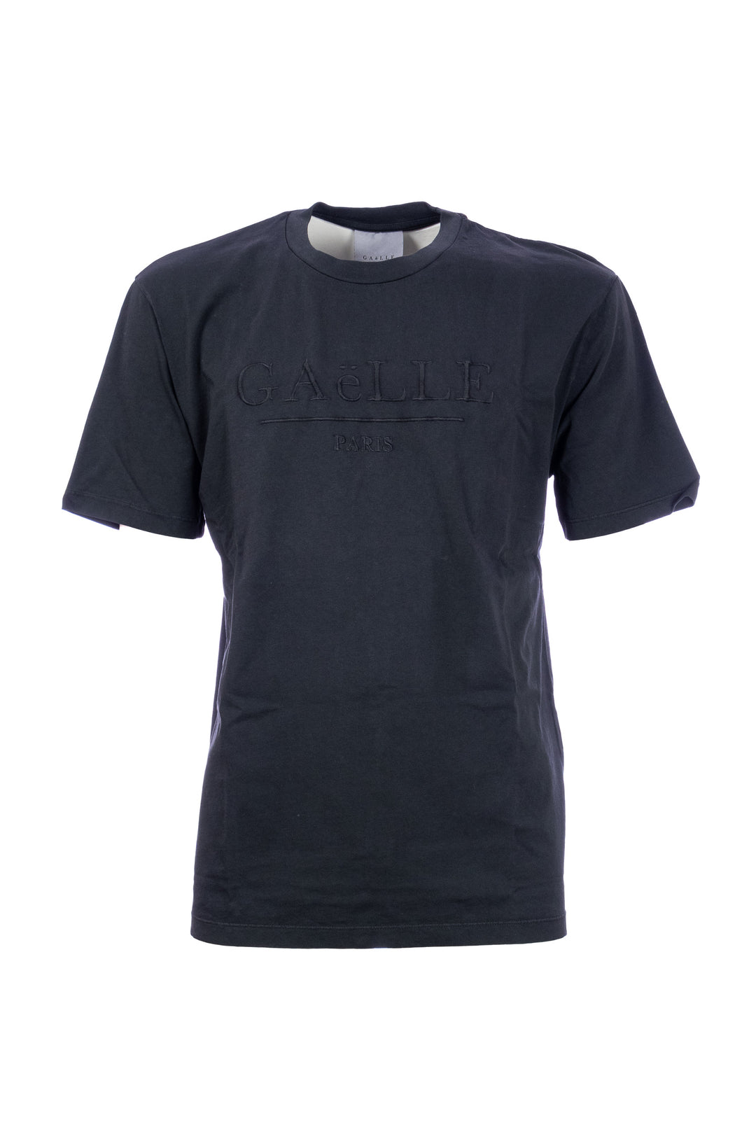 GAELLE T-shirt nera in cotone con logo grande ricamato - Mancinelli 1954