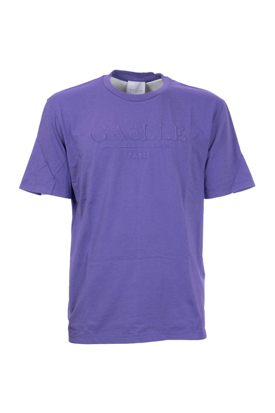 GAELLE T-shirt viola in cotone con logo grande ricamato - Mancinelli 1954