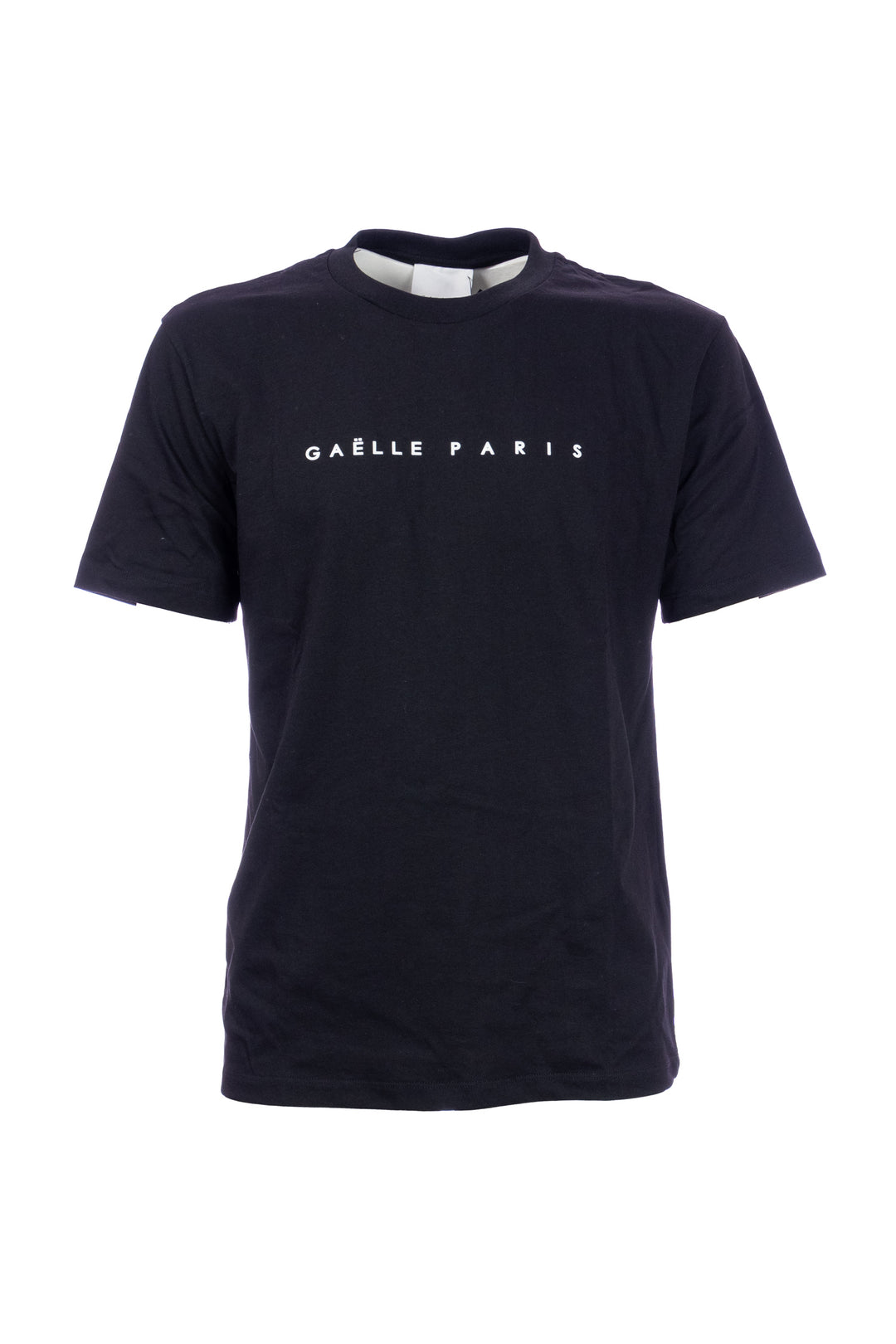GAELLE T-shirt nera in cotone con logo grande stampato in contrasto - Mancinelli 1954