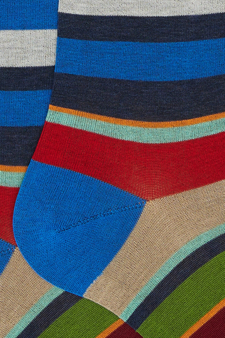 GALLO Calze lunghe cotone leggerissimo francese righe multicolor - Mancinelli 1954