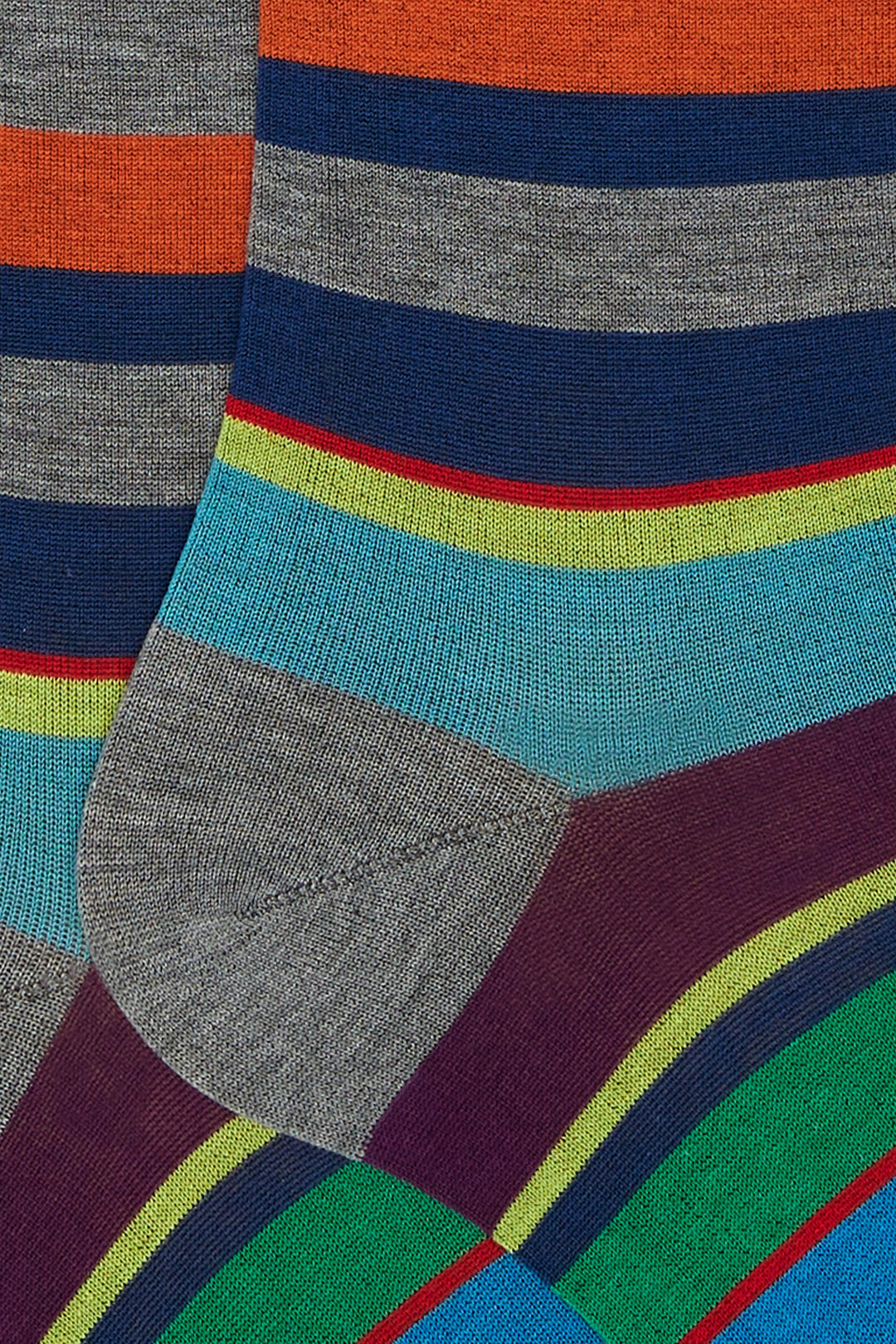 GALLO Calze lunghe cotone leggerissimo piombo righe multicolor - Mancinelli 1954