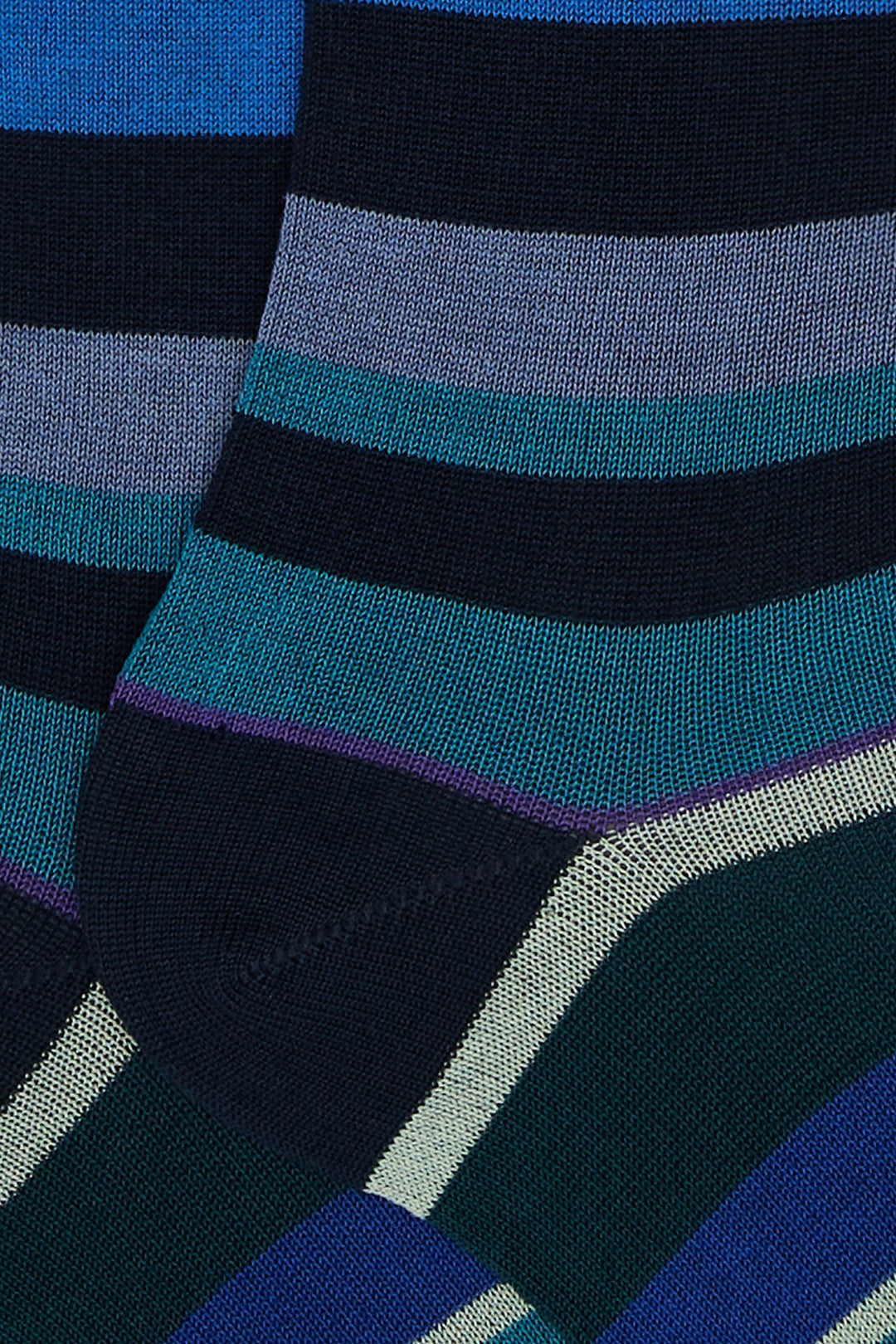GALLO Calze lunghe cotone leggero oltremare righe multicolor - Mancinelli 1954