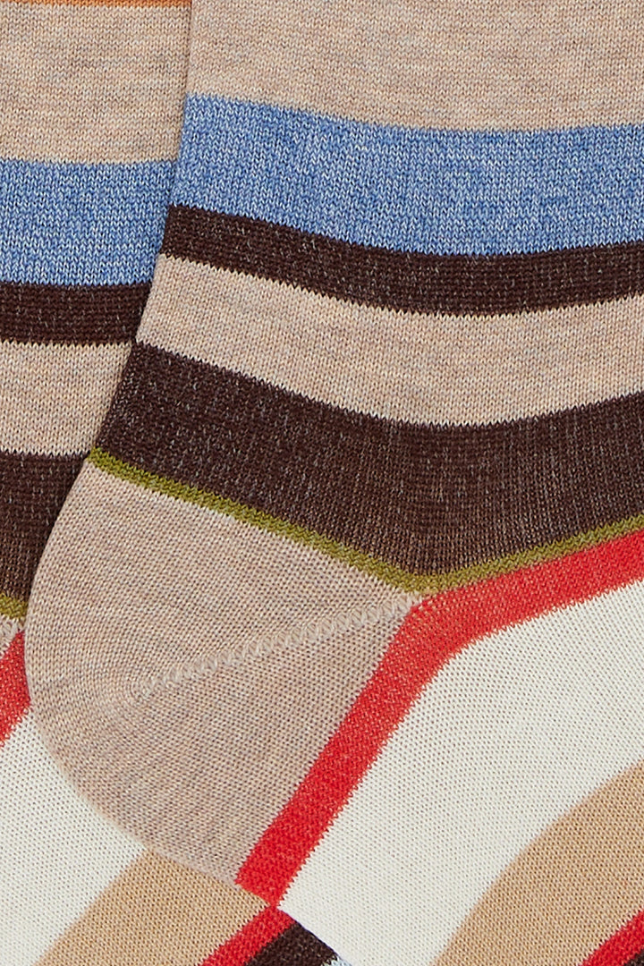 GALLO Calze lunghe cotone leggero biscotto righe multicolor - Mancinelli 1954