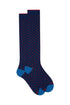 Long royal light cotton socks with polka dot pattern