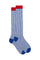 Cobalt blue light cotton long socks with seersucker pattern