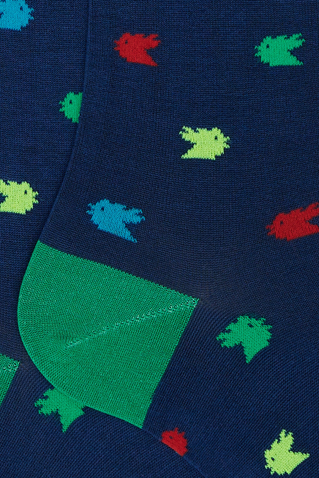 GALLO Calze lunghe cotone leggerissimo blu royal fantasia piccoli galletti colorati - Mancinelli 1954